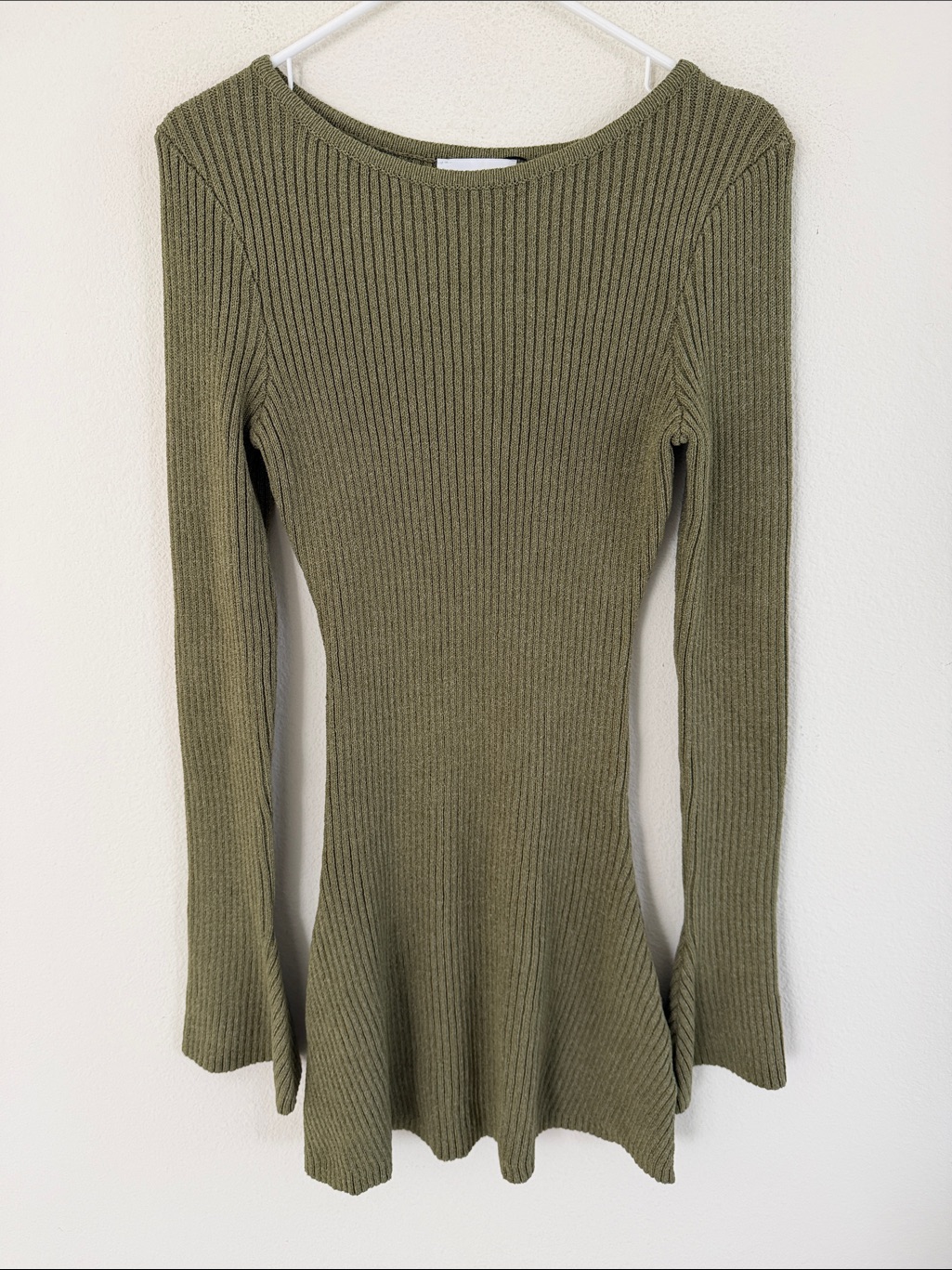 Princess Polly Osment Long Sleeve Knit Mini Dress Olive